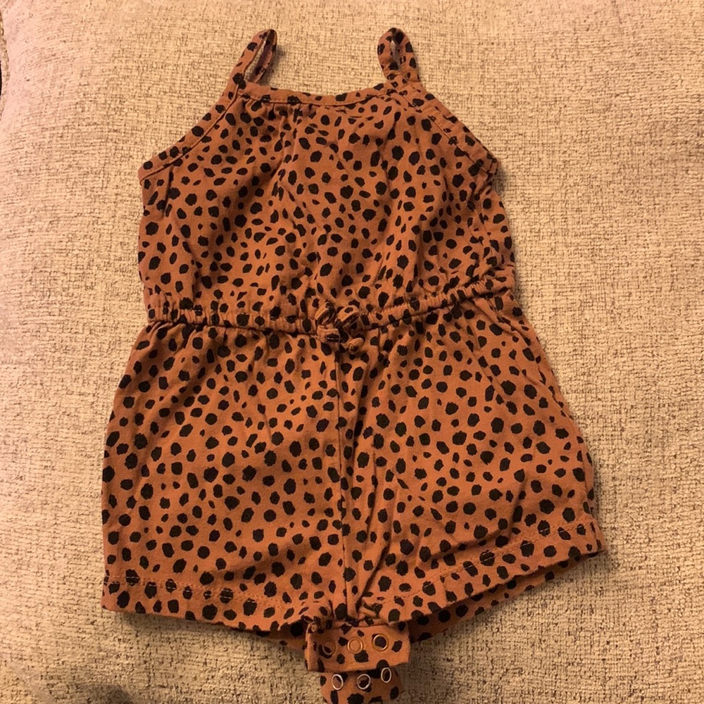 Cheetah print baby girl romper